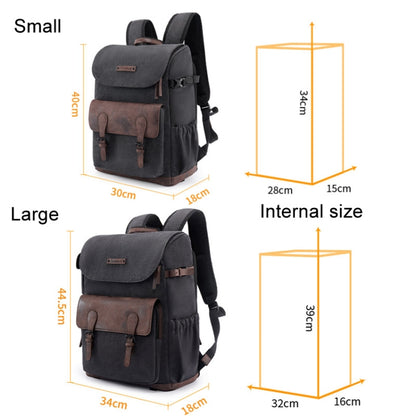 Cwatcun D128 Vintage Shoulder Backpack Split Compartment Large Capacity Splashproof Photography Bag, Small Black, Medium Black