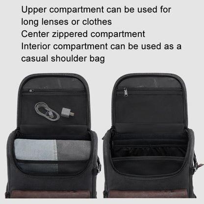 Cwatcun D128 Vintage Shoulder Backpack Split Compartment Large Capacity Splashproof Photography Bag, Small Black, Medium Black