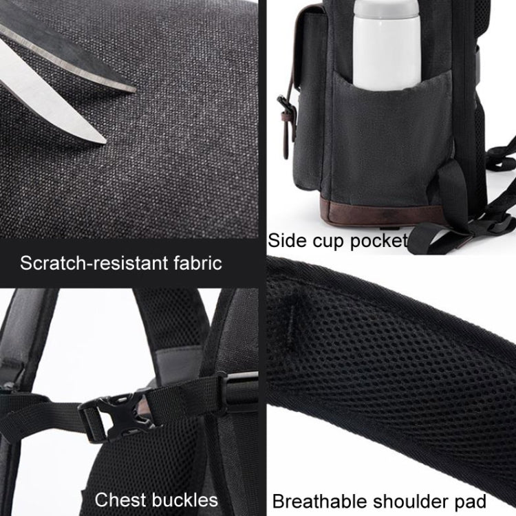 Cwatcun D128 Vintage Shoulder Backpack Split Compartment Large Capacity Splashproof Photography Bag, Small Black, Medium Black