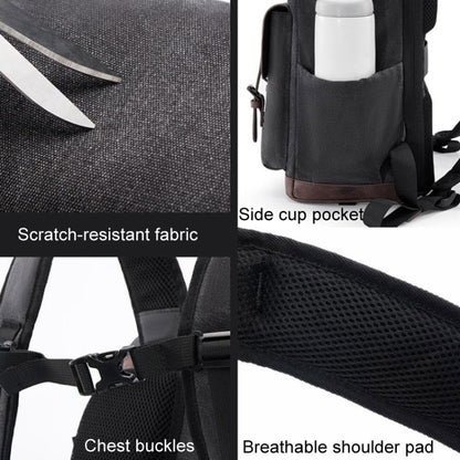 Cwatcun D128 Vintage Shoulder Backpack Split Compartment Large Capacity Splashproof Photography Bag, Small Black, Medium Black