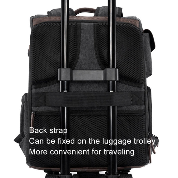 Cwatcun D128 Vintage Shoulder Backpack Split Compartment Large Capacity Splashproof Photography Bag, Small Black, Medium Black