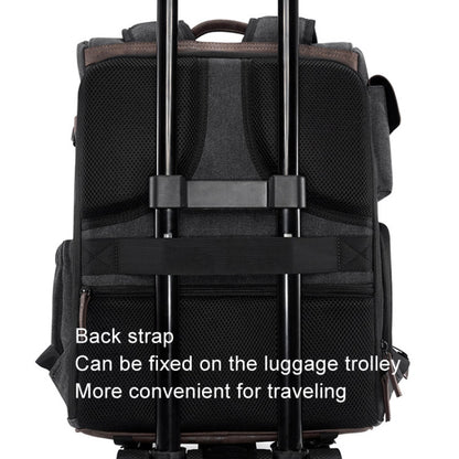 Cwatcun D128 Vintage Shoulder Backpack Split Compartment Large Capacity Splashproof Photography Bag, Small Black, Medium Black