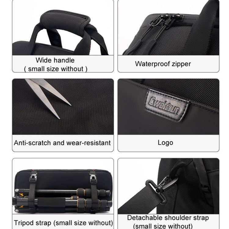 Cwatcun D109 Portable Casual Waterproof Multi-Function Camera Storage Photography Bag, Small Black, Medium Black, Large Black