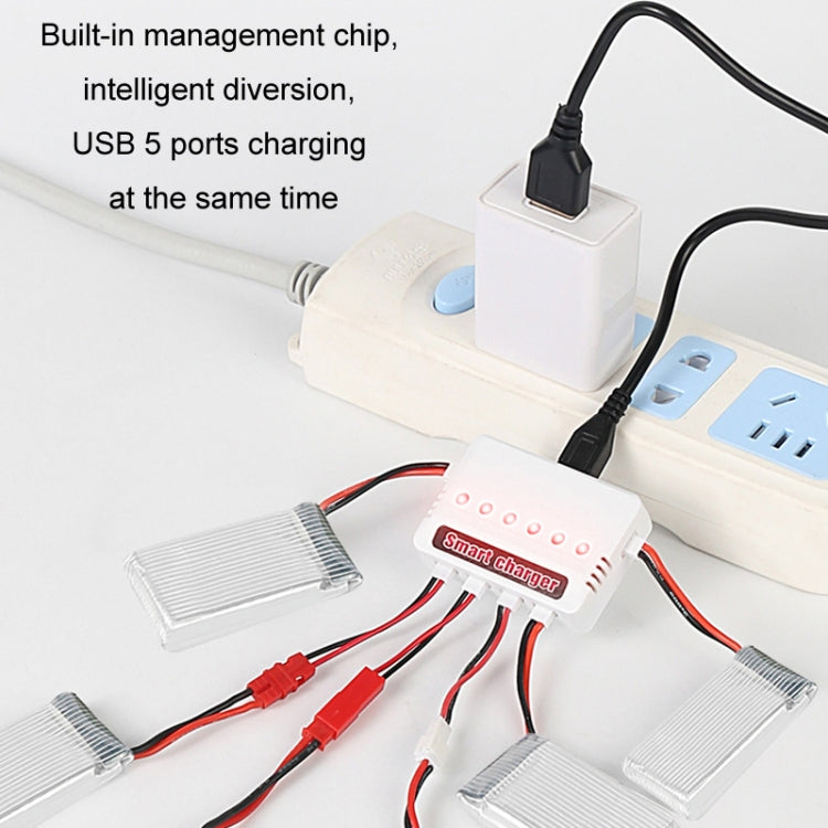 One To Six 3.7V Lithium Battery Drone USB Charger, White XH2.54 Port, White JST Port, White XH4.0 Port, Green XH2.54 Port, Green JST Port, Green XH4.0 Port