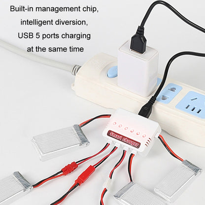 One To Six 3.7V Lithium Battery Drone USB Charger, White XH2.54 Port, White JST Port, White XH4.0 Port, Green XH2.54 Port, Green JST Port, Green XH4.0 Port