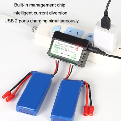 One-To-Two 7.4V Lithium Battery Overcharge Protection USB Charger With Light, XH-3P Plug