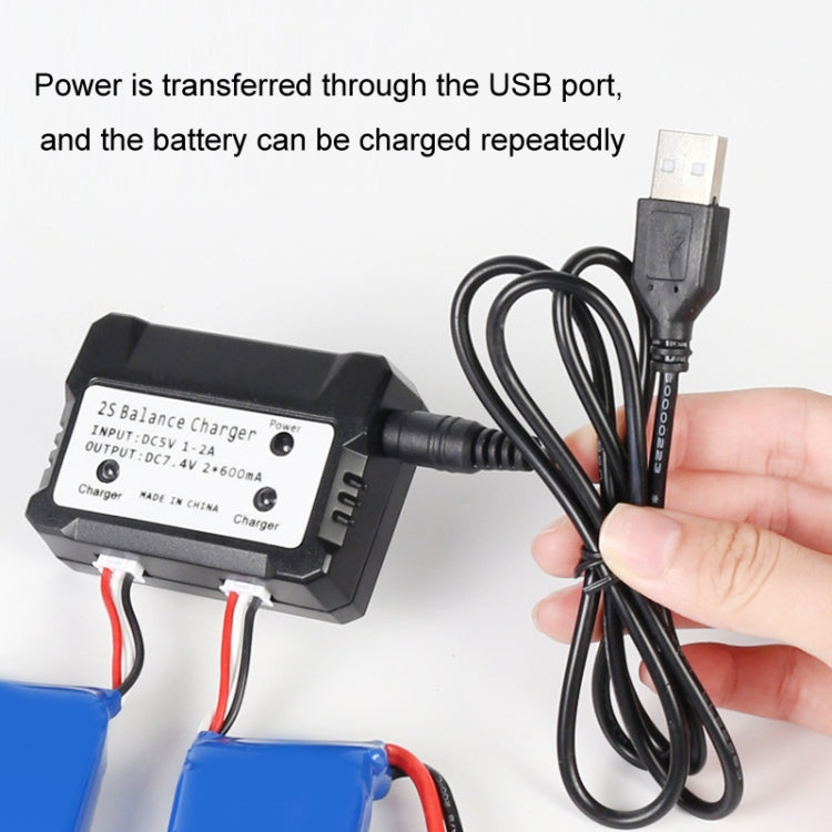 One-To-Two 7.4V Lithium Battery Overcharge Protection USB Charger With Light, XH-3P Plug