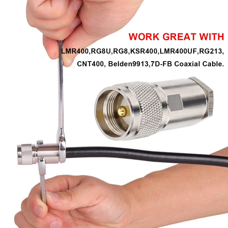 All Copper UHF Male RF Coaxial Connector For LMR400 / RG8 / RG8U / KMR400 / Belden 9913 / 7D-FB Coaxial Cable, UHF Male