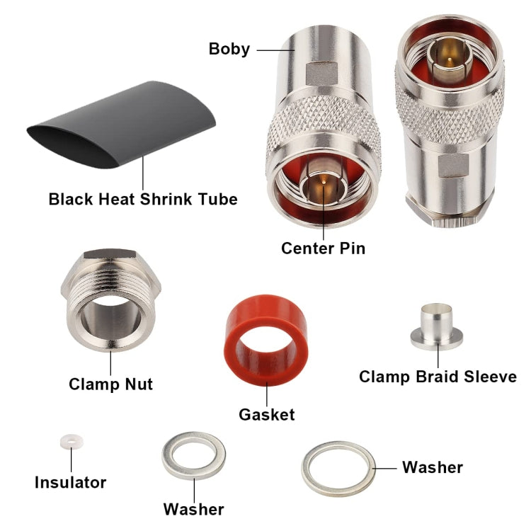 N Male Coax Adapter For LMR400 / RG8 / Belden 9913 / KMR400 RF Coaxial Cable, N Male