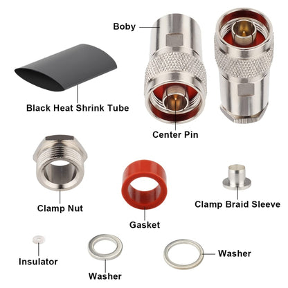 N Male Coax Adapter For LMR400 / RG8 / Belden 9913 / KMR400 RF Coaxial Cable, N Male
