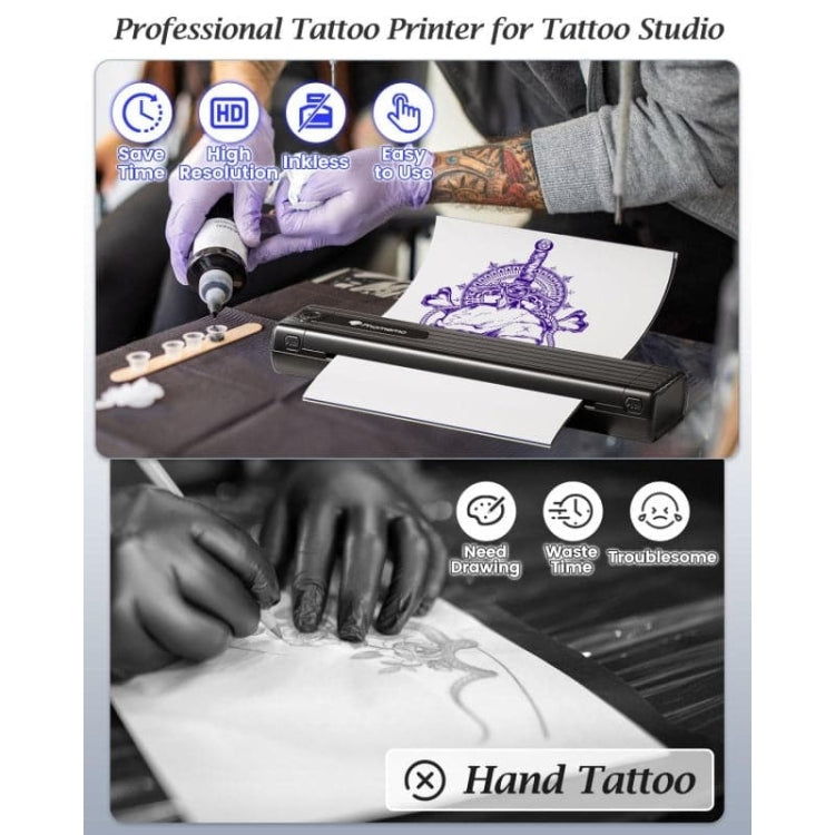 Phomemo TP83-BK Wireless Tattoo Stencil Printer With 10pcs Transfer Paper