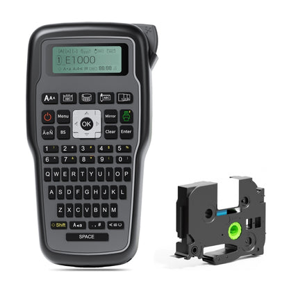 Phomemo E1000 Handheld Industrial Label Maker Thermal Transfer Printer with Keyboard, Gray, Orange