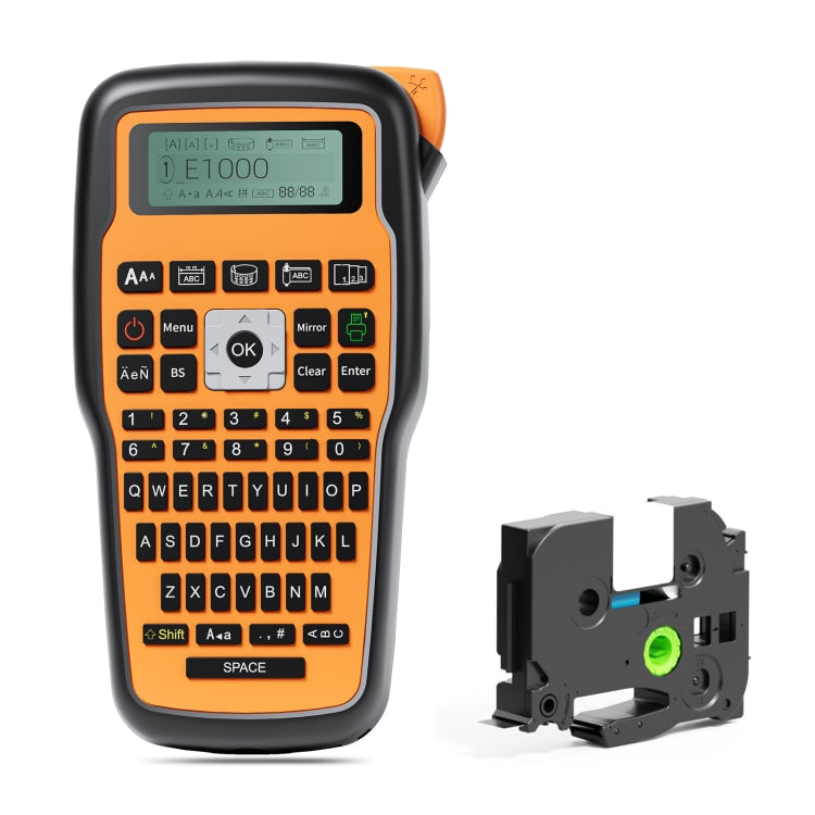 Phomemo E1000 Handheld Industrial Label Maker Thermal Transfer Printer with Keyboard, Gray, Orange