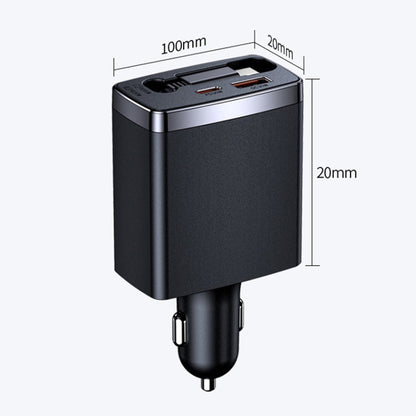 Car Retractable Charger One To Three Automobile Cigarette Lighter, Type-C, 8 Pin