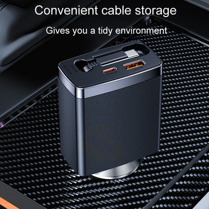 Car Retractable Charger One To Three Automobile Cigarette Lighter, Type-C, 8 Pin