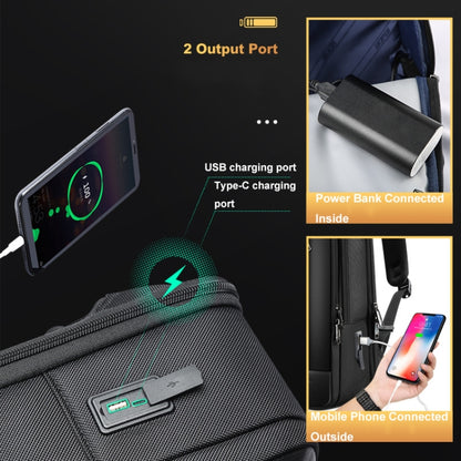Bopai 61-51011 Large-Capacity Waterproof Business Laptop Backpack With USB+Type-C Port, 61-51011