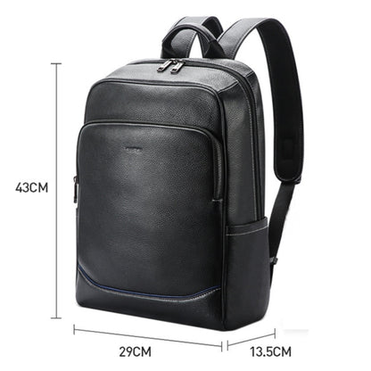 Bopai 61-121671A Top-Layer Cowhide Large-Capacity Casual Business Laptop Backpack