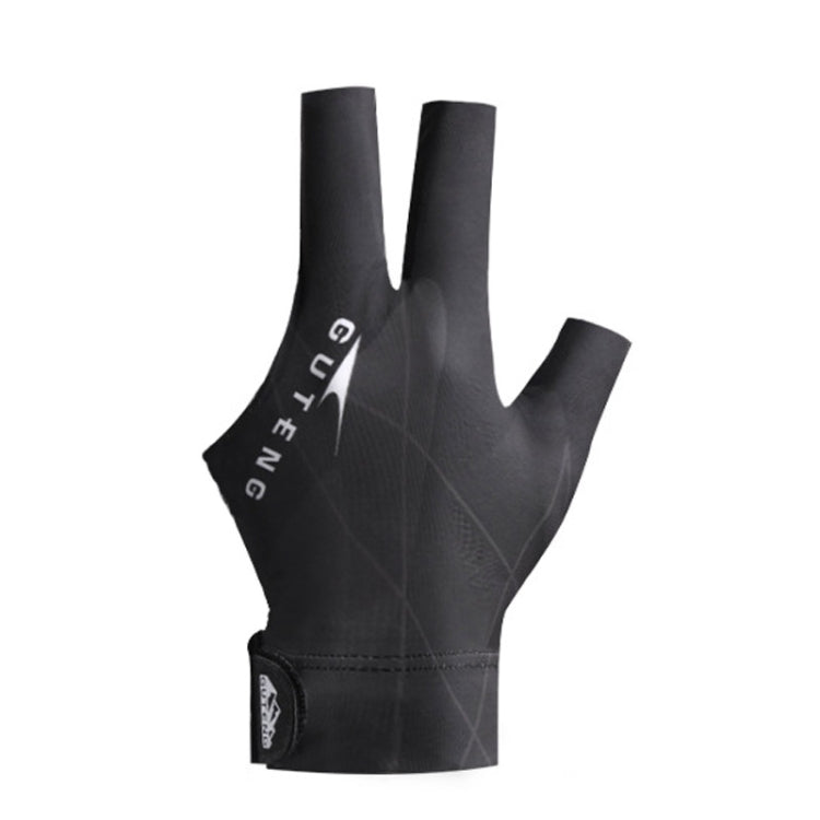 GUTENG Three Finger Thin Breathable Wear-Resistant Non-Slip Snooker Billiard Gloves, Left Hand Half Finger (Printed Red), Left Hand Half Finger (Printed Black), Left Hand Half Finger (Printed Blue), Left Hand Full Finger (Gray)