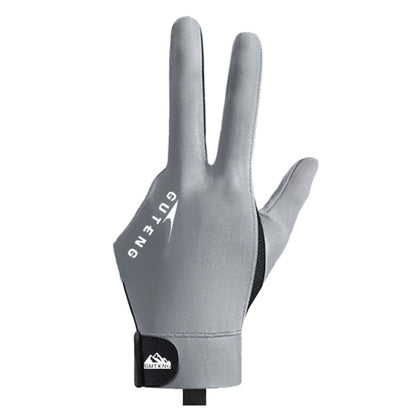 GUTENG Three Finger Thin Breathable Wear-Resistant Non-Slip Snooker Billiard Gloves, Left Hand Half Finger (Printed Red), Left Hand Half Finger (Printed Black), Left Hand Half Finger (Printed Blue), Left Hand Full Finger (Gray)