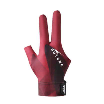 GUTENG Three Finger Thin Breathable Wear-Resistant Non-Slip Snooker Billiard Gloves, Left Hand Half Finger (Printed Red), Left Hand Half Finger (Printed Black), Left Hand Half Finger (Printed Blue), Left Hand Full Finger (Gray)