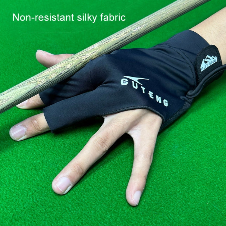 GUTENG Three Finger Thin Breathable Wear-Resistant Non-Slip Snooker Billiard Gloves, Left Hand Half Finger (Printed Red), Left Hand Half Finger (Printed Black), Left Hand Half Finger (Printed Blue), Left Hand Full Finger (Gray)