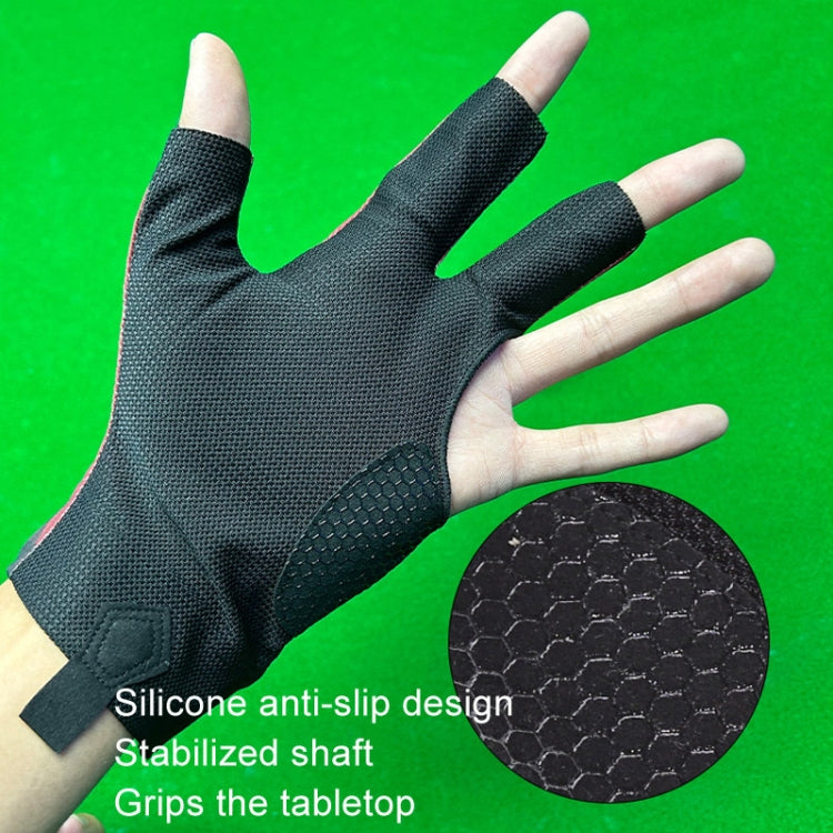 GUTENG Three Finger Thin Breathable Wear-Resistant Non-Slip Snooker Billiard Gloves, Left Hand Half Finger (Printed Red), Left Hand Half Finger (Printed Black), Left Hand Half Finger (Printed Blue), Left Hand Full Finger (Gray)