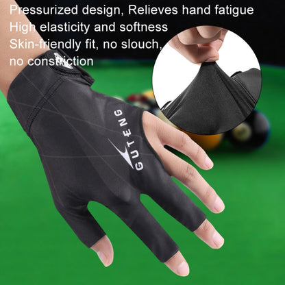 GUTENG Three Finger Thin Breathable Wear-Resistant Non-Slip Snooker Billiard Gloves, Left Hand Half Finger (Printed Red), Left Hand Half Finger (Printed Black), Left Hand Half Finger (Printed Blue), Left Hand Full Finger (Gray)