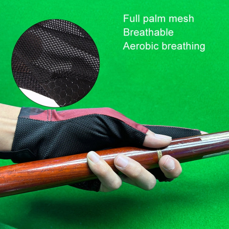 GUTENG Three Finger Thin Breathable Wear-Resistant Non-Slip Snooker Billiard Gloves, Left Hand Half Finger (Printed Red), Left Hand Half Finger (Printed Black), Left Hand Half Finger (Printed Blue), Left Hand Full Finger (Gray)