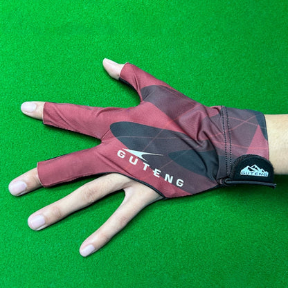 GUTENG Three Finger Thin Breathable Wear-Resistant Non-Slip Snooker Billiard Gloves, Left Hand Half Finger (Printed Red), Left Hand Half Finger (Printed Black), Left Hand Half Finger (Printed Blue), Left Hand Full Finger (Gray)