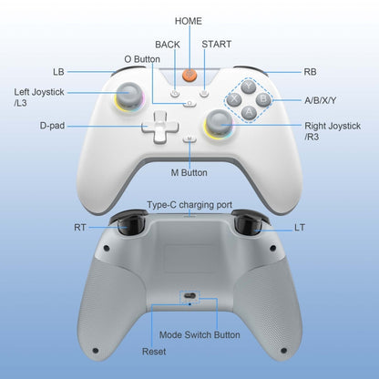 EasySMX X05 Wireless Gamepad Hall RGB Effect Controller For PC / Phone / Switch / Steam Deck, Green, White