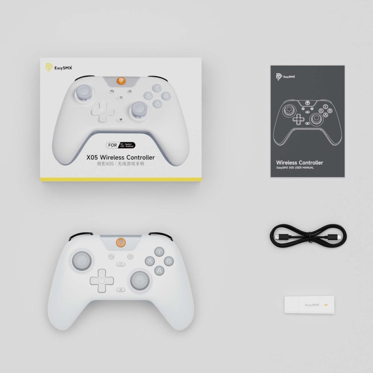 EasySMX X05 Wireless Gamepad Hall RGB Effect Controller For PC / Phone / Switch / Steam Deck, Green, White