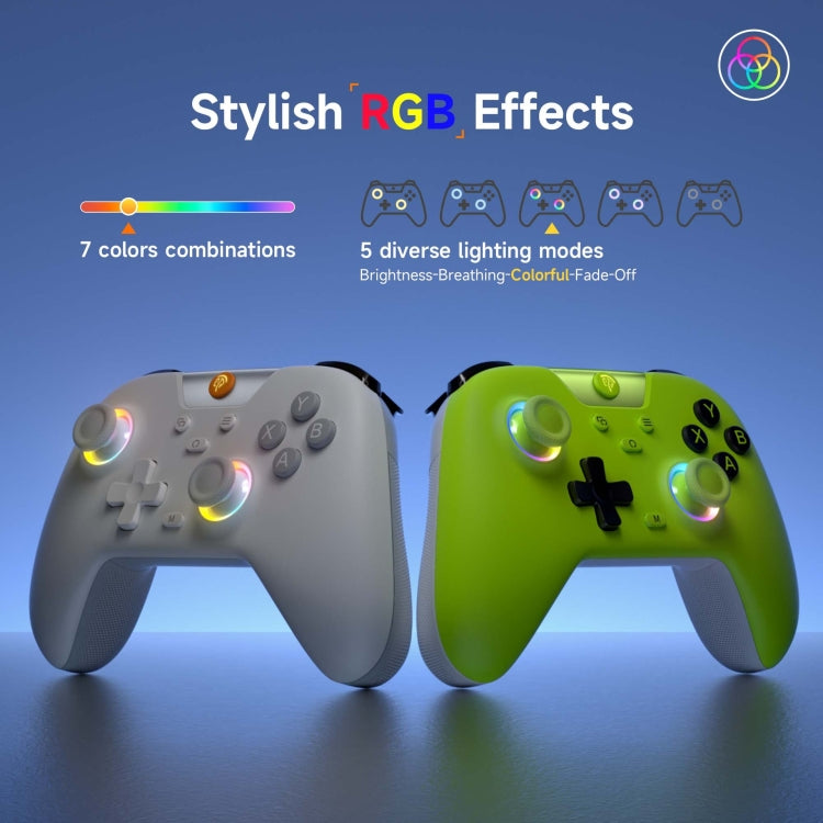 EasySMX X05 Wireless Gamepad Hall RGB Effect Controller For PC / Phone / Switch / Steam Deck, Green, White