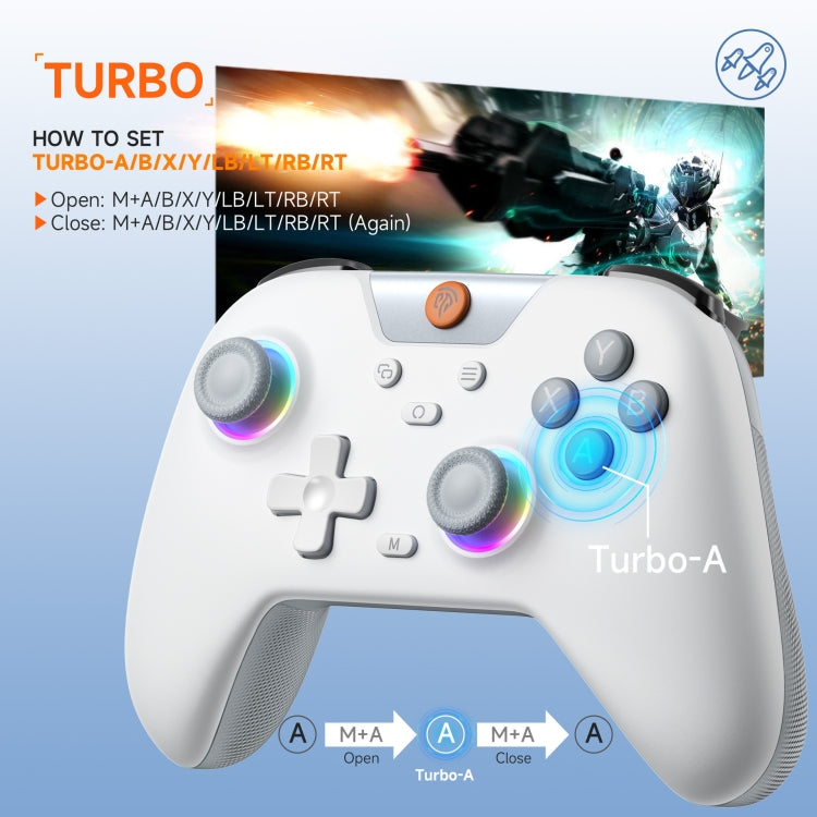 EasySMX X05 Wireless Gamepad Hall RGB Effect Controller For PC / Phone / Switch / Steam Deck, Green, White