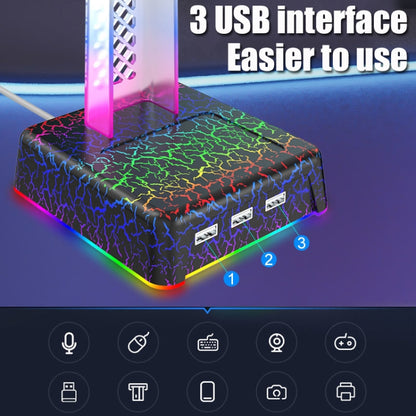 Z3 Cracked With 3USB Expansion Port Headphone Stand RGB Ambient Light Headphone Display Holder