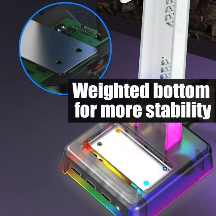 Z3 Cracked With 3USB Expansion Port Headphone Stand RGB Ambient Light Headphone Display Holder