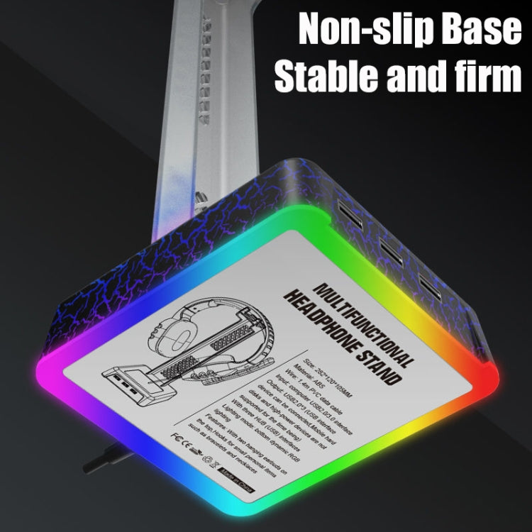 Z3 Cracked With 3USB Expansion Port Headphone Stand RGB Ambient Light Headphone Display Holder