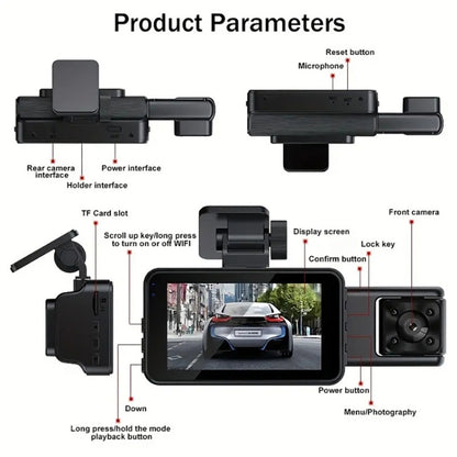 WIFI 3 Lens 1080P Night Vision Video Driving Recorder