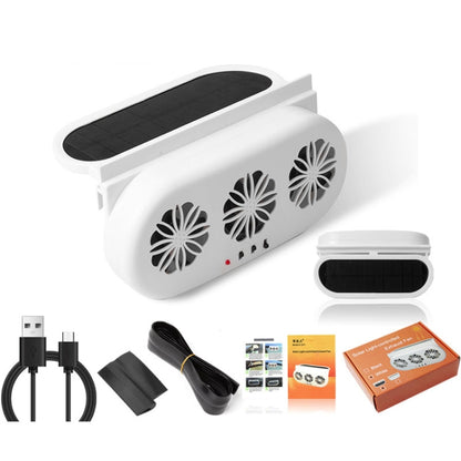 USB Plug-In Car Window Exhaust Fan Car Air Circulation Cooling Ventilation Fan, Solar White, Solar Black, White, Black