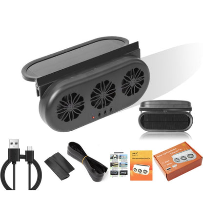 USB Plug-In Car Window Exhaust Fan Car Air Circulation Cooling Ventilation Fan, Solar White, Solar Black, White, Black