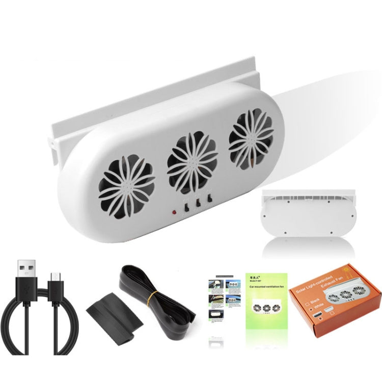 USB Plug-In Car Window Exhaust Fan Car Air Circulation Cooling Ventilation Fan, Solar White, Solar Black, White, Black