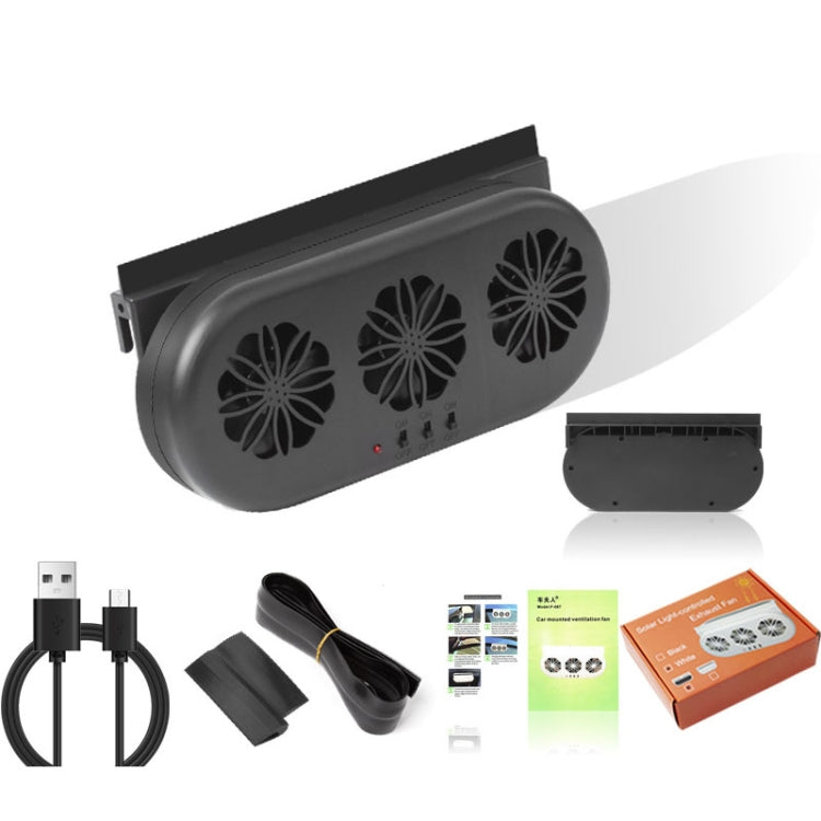 USB Plug-In Car Window Exhaust Fan Car Air Circulation Cooling Ventilation Fan, Solar White, Solar Black, White, Black