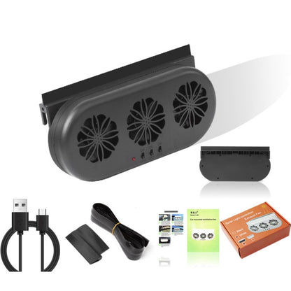 USB Plug-In Car Window Exhaust Fan Car Air Circulation Cooling Ventilation Fan, Solar White, Solar Black, White, Black