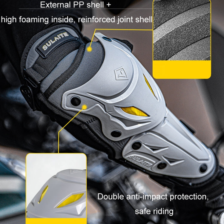 SULAITE Motorcycle Outdoor Riding Breathable Protective Equipment, 2pcs /Set Knee Pads Gray, 2pcs /Set Elbow Pads Gray