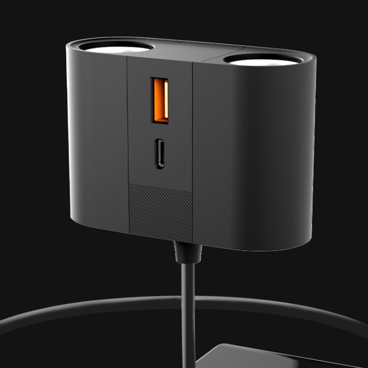45W Rotating Dual Cigarette Lighter Extension Port Car Charger, S-46