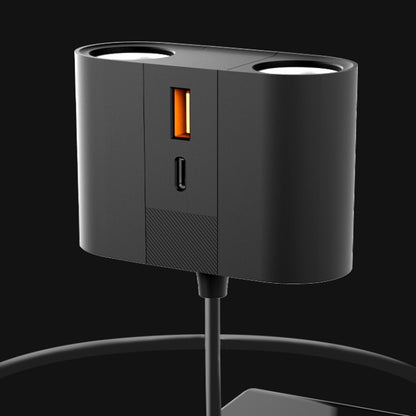 45W Rotating Dual Cigarette Lighter Extension Port Car Charger, S-46