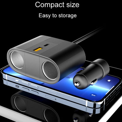 45W Rotating Dual Cigarette Lighter Extension Port Car Charger, S-46