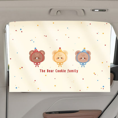 Suction Cup Car Sunshade Children Rear Side Window Insulation Sunscreen Cartoon Car Curtain, Lion Monkey, Elephant Bear, Hat Bear, Swing