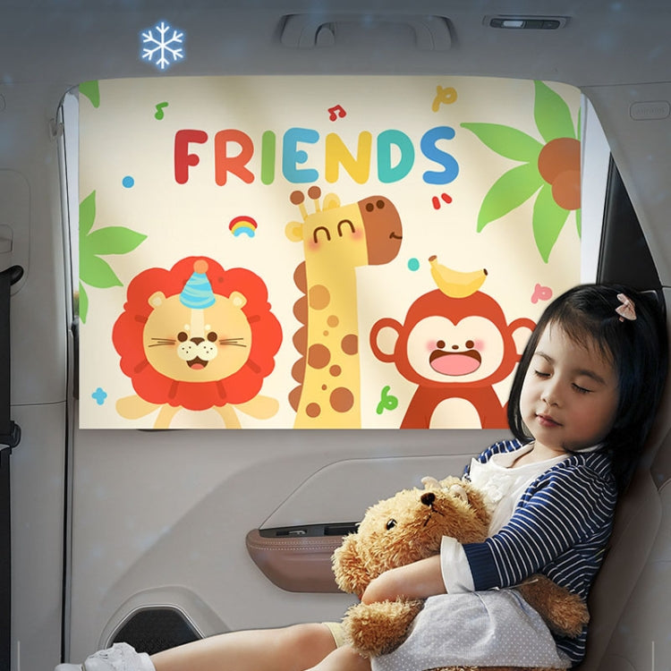 Suction Cup Car Sunshade Children Rear Side Window Insulation Sunscreen Cartoon Car Curtain, Lion Monkey, Elephant Bear, Hat Bear, Swing