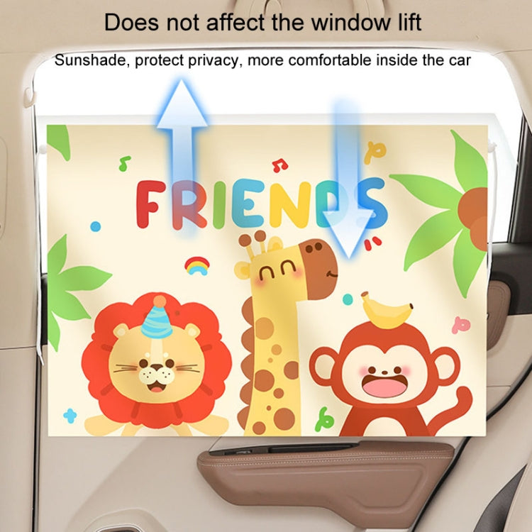 Suction Cup Car Sunshade Children Rear Side Window Insulation Sunscreen Cartoon Car Curtain, Lion Monkey, Elephant Bear, Hat Bear, Swing