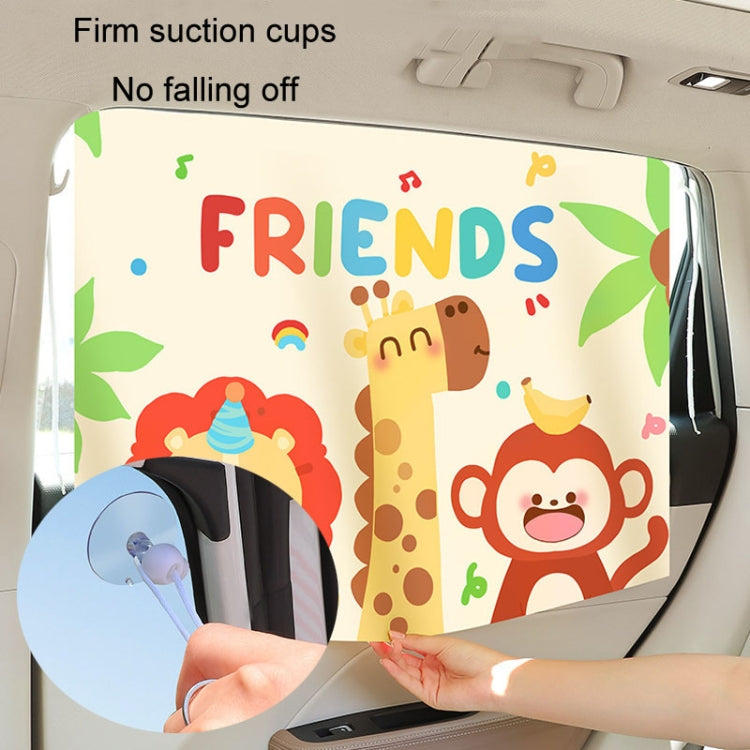 Suction Cup Car Sunshade Children Rear Side Window Insulation Sunscreen Cartoon Car Curtain, Lion Monkey, Elephant Bear, Hat Bear, Swing
